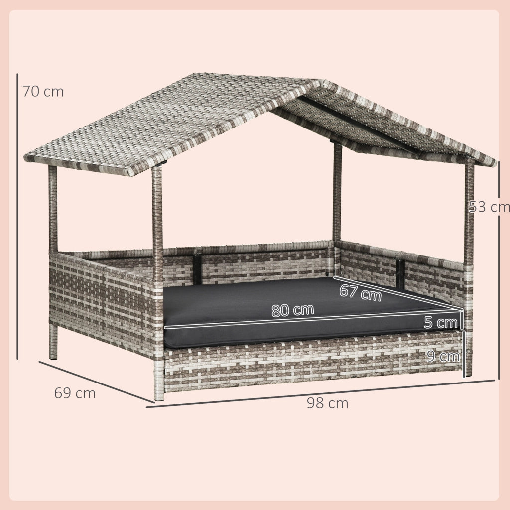 Cuccia per Cane per Interni con Cuscino Amovibile ¨C Zephmum ¨C Grigio 70x50x30