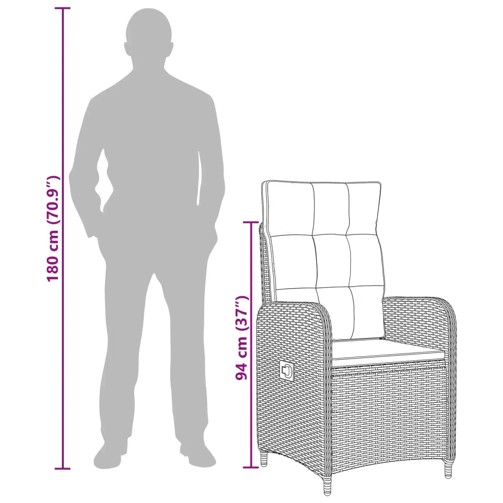 Set Tavolo da Salotto con cuscino con cuscino 7 pcs Nero 3422455