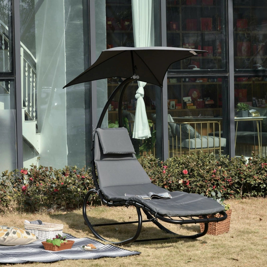 EasyComfort Lettino a Dondolo da Giardino Sdraio Prendisole per Esterno Grigia