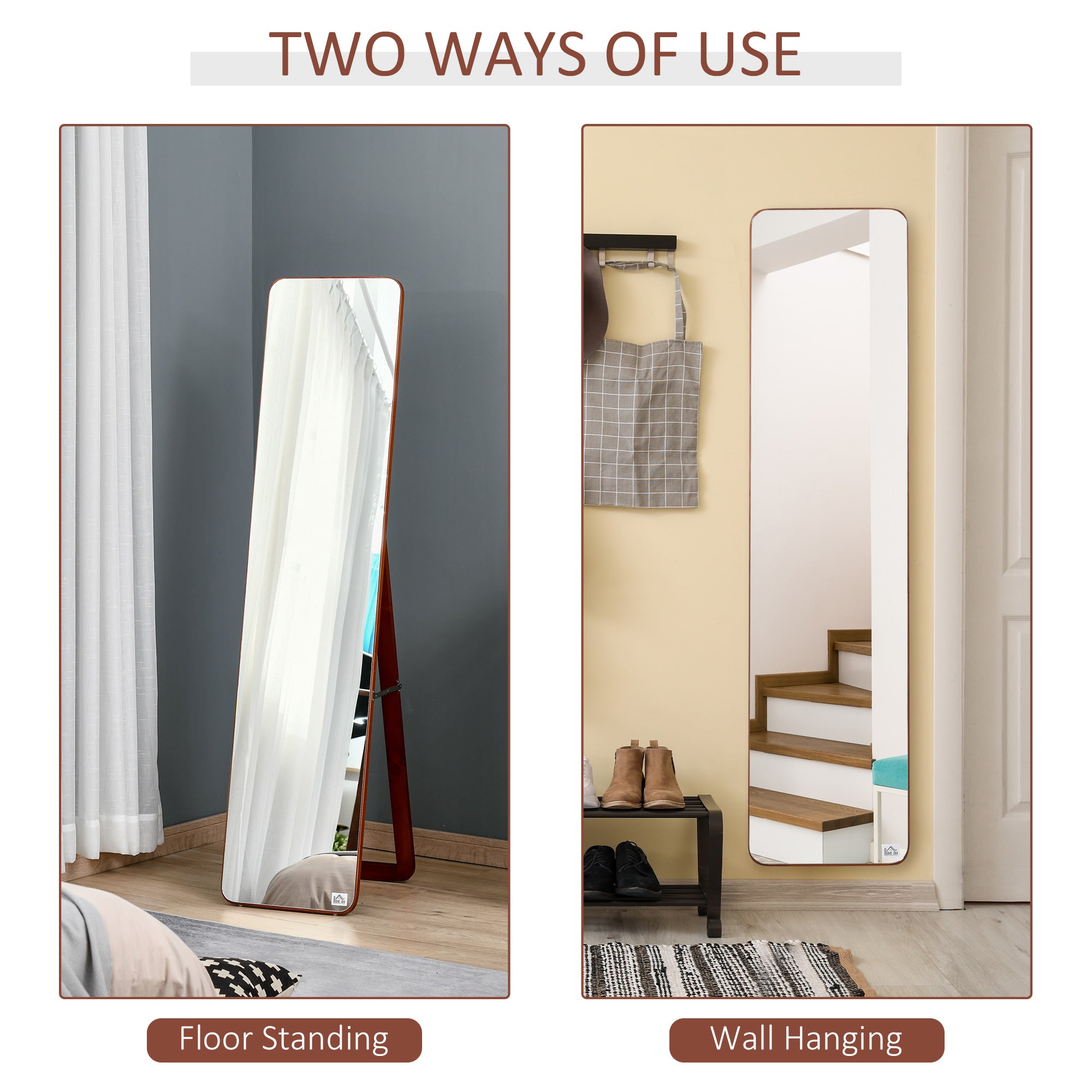 Specchio da Terra e Parete 37x43x156 cm Struttura in Legno Noce Chiaro