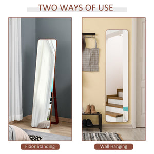 Specchio da Terra e Parete 37x43x156 cm Struttura in Legno Noce Chiaro