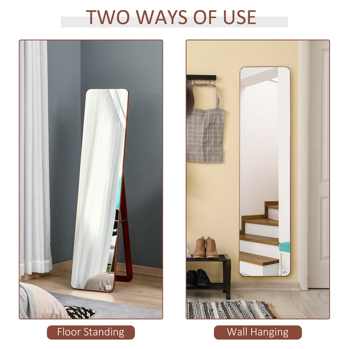 Specchio da Terra e Parete 37x43x156 cm Struttura in Legno Noce Chiaro