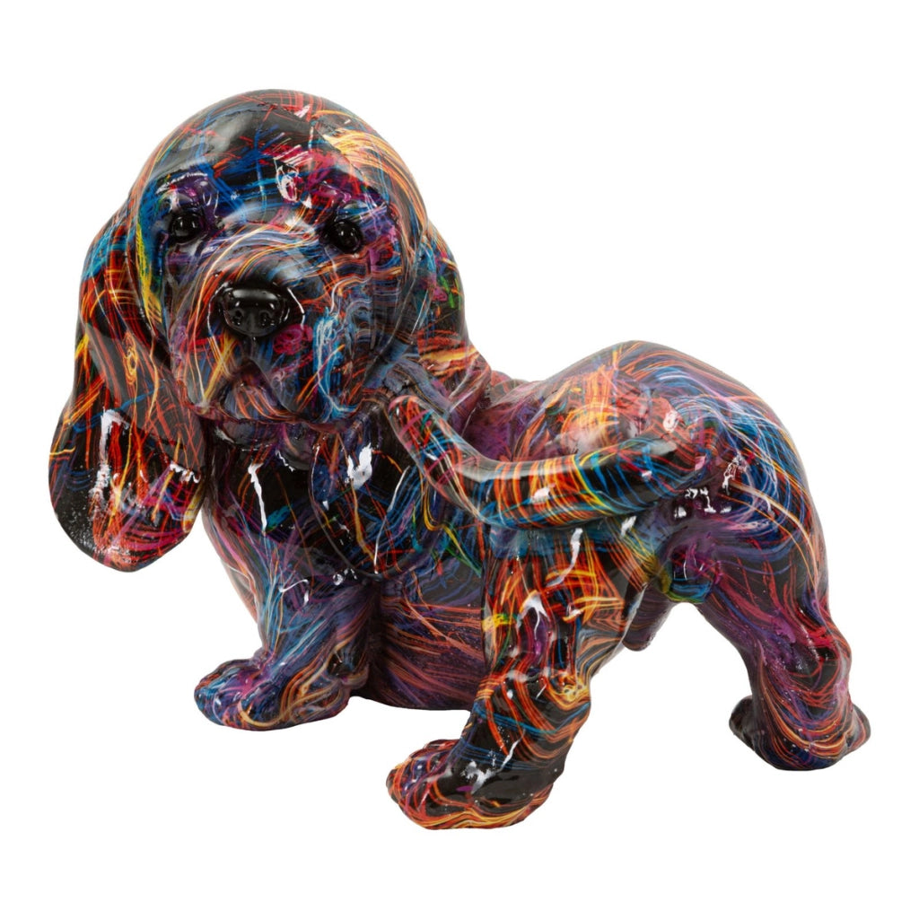 Scultura Bassotto, Multicolore, Poliresina, 20x14x16,5 cm