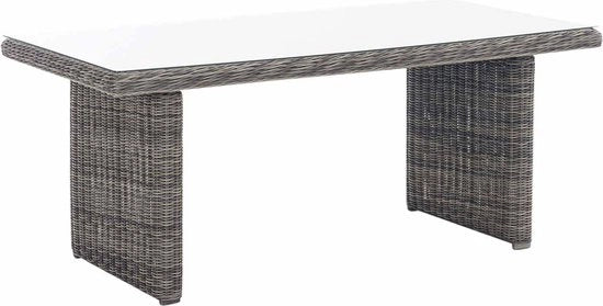 Tavolo da giardino deluxe - Tavolo da giardino in rattan - Tavolo da pranzo - Tavolo da esterno - Tavolo da soggiorno - Grigio - 180cm