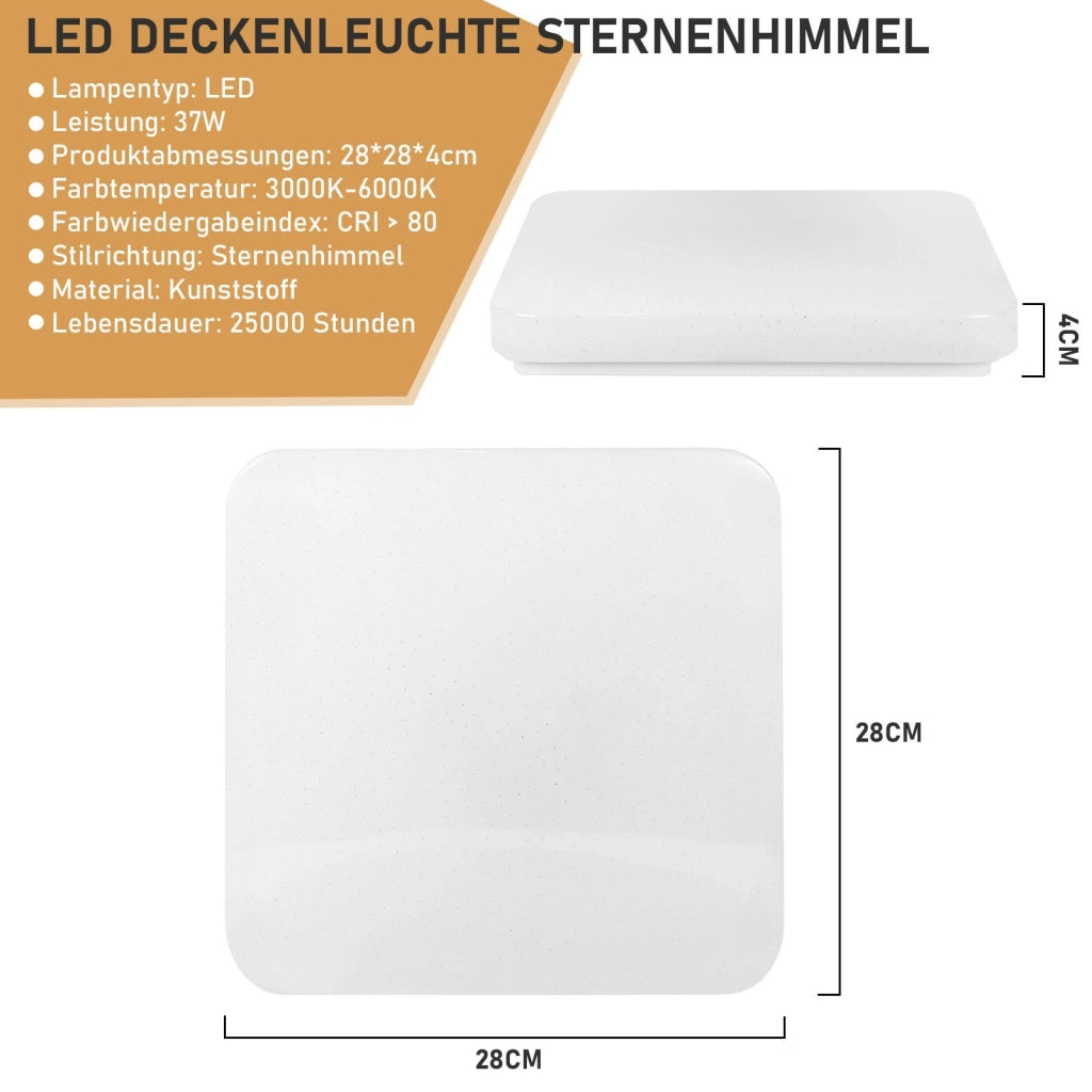 ZMH Lampada da soffitto LED 37W telecomando motivo stellato per camera letto