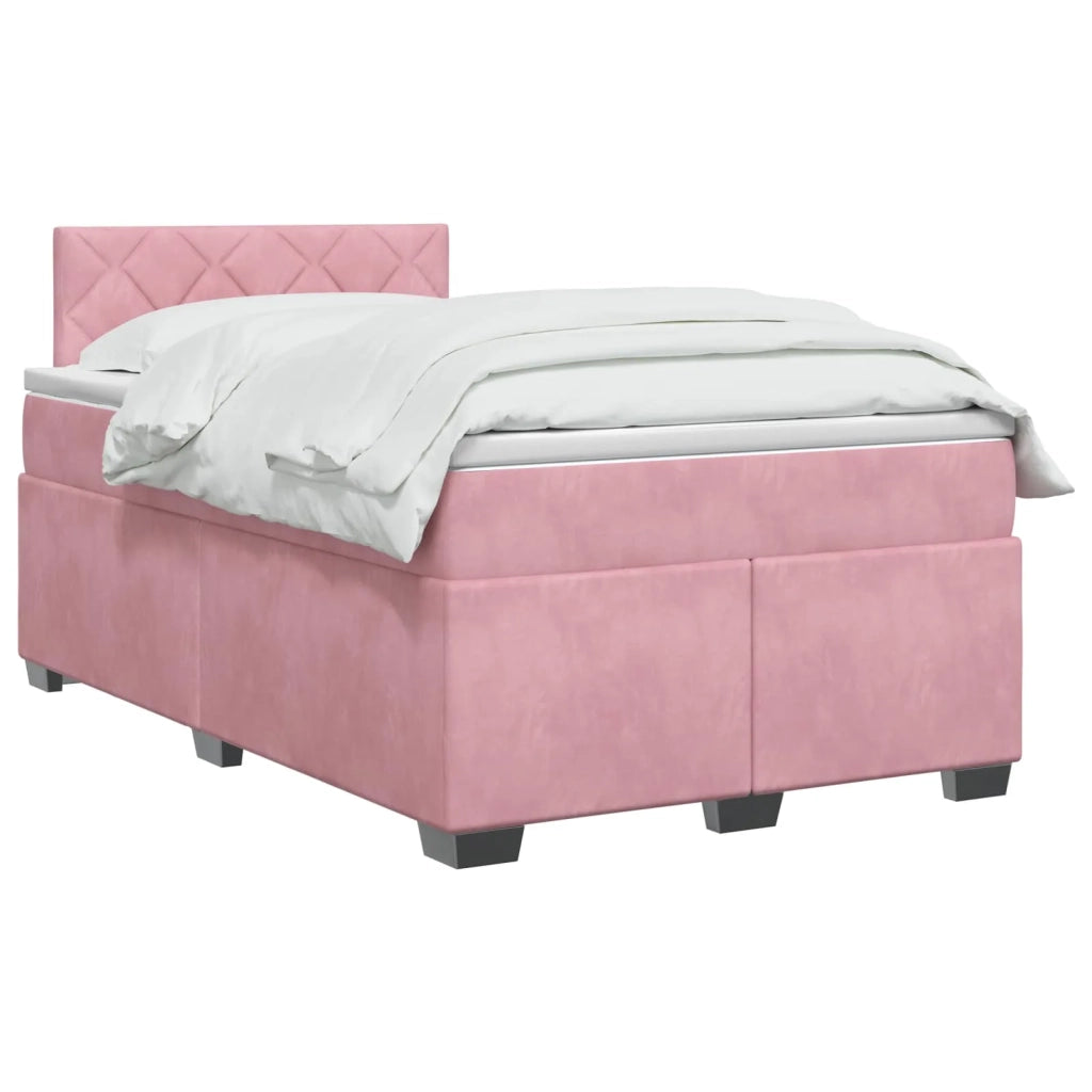 Letto box spring con materasso Rosa 120 x 200 cm Velluto 3450703
