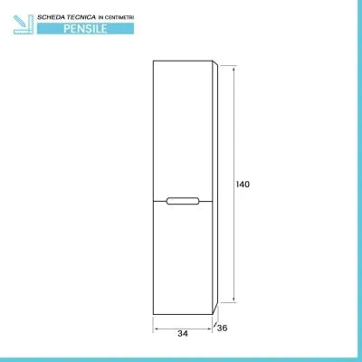 Pensile bagno sospeso rovere bianco e tortora H 140 ante soft-close Iris