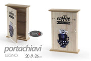 Portachiavi armadietto da parete caffe' in legno 20 x 26 x 8.5 cm