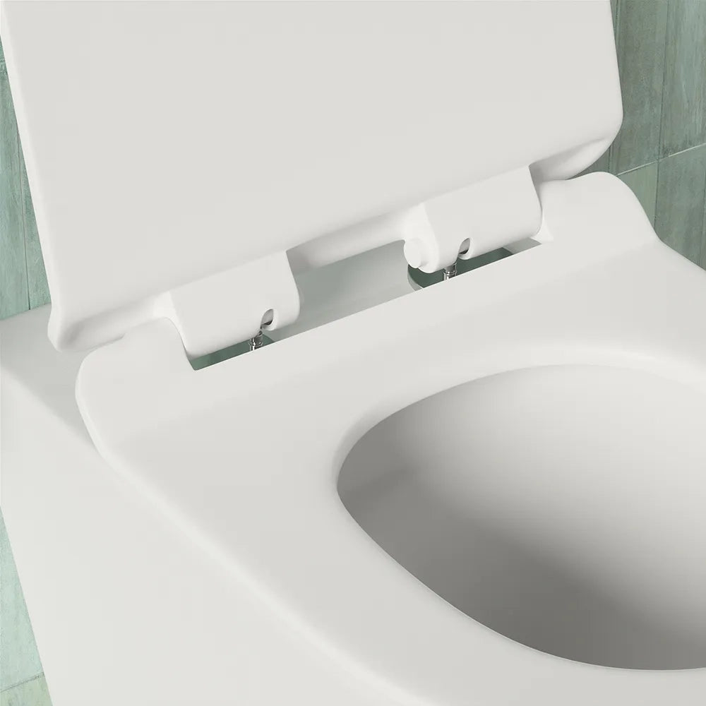 Vaso sospeso tornado silent flush in ceramica bianco lucido con copri-wc soft-close | Rio