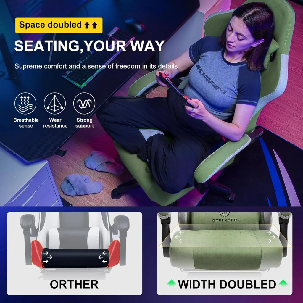 Sedia da ufficio e da gioco con cuscino a molle insacchettate, braccioli e poggiapiedi articolati, sedia per computer ergonomica con schienale alto con supporto lombare