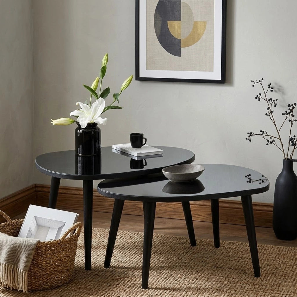 Cassiano, Tavolino da Salotto Piano in Vetro Temperato, 75x55x38h cm Nero