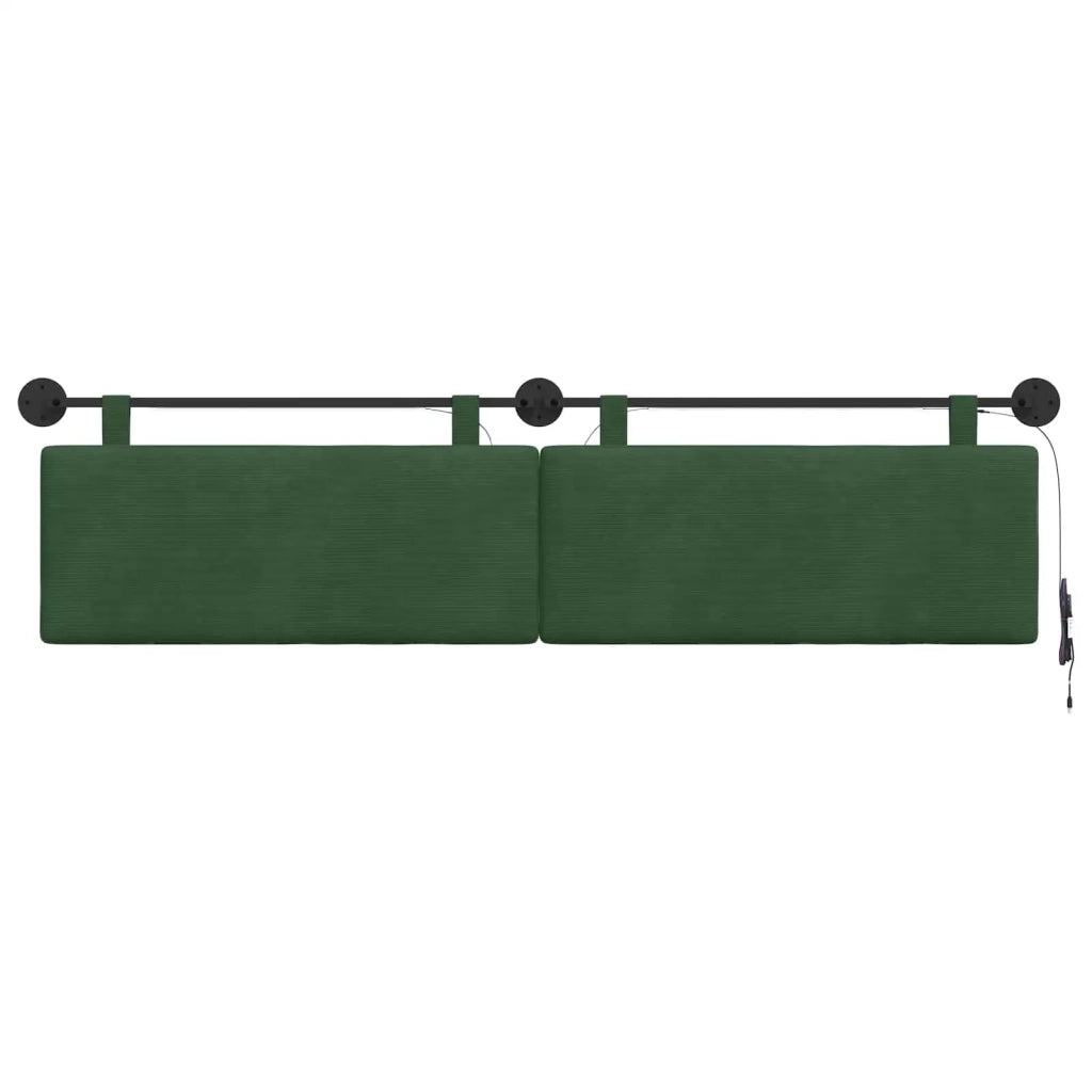 Testiera sospesa Con luce LED Verde Giungla Tessuto in Cords 3424340