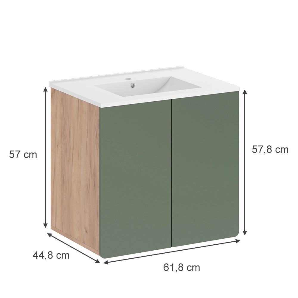 Vicco Set di mobili da bagno Goldkraft rovere/verde