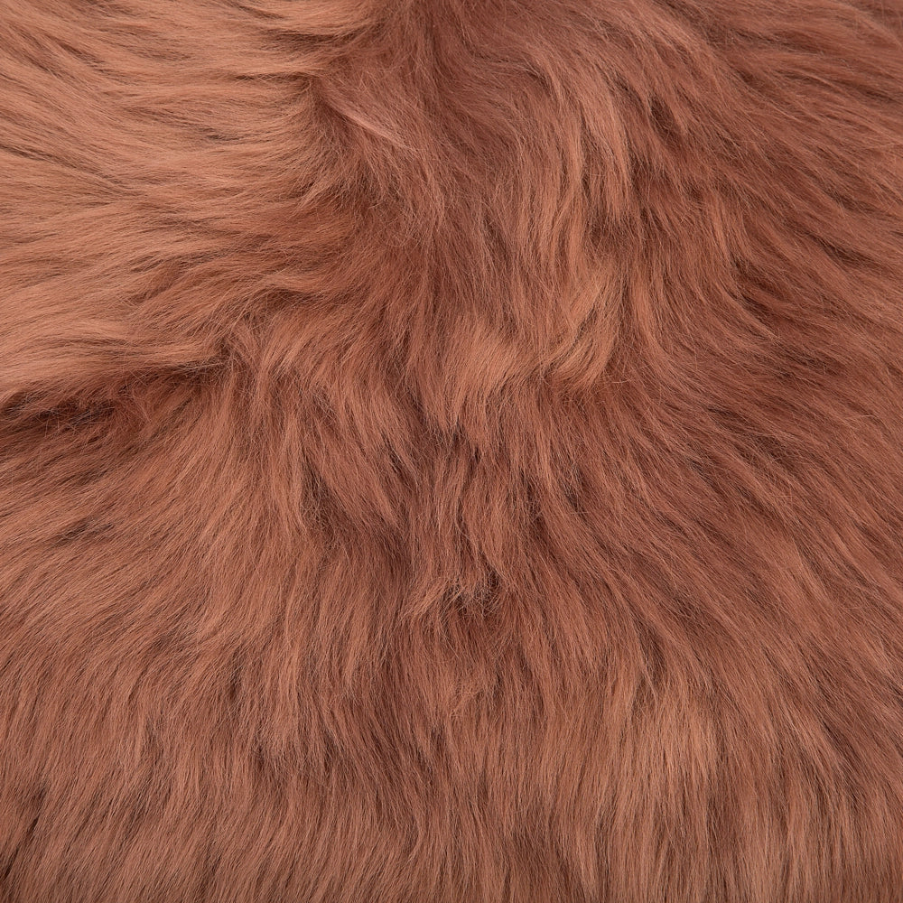 Tappeto in pelle di pecora marrone 65 x 110 cm a pelo lungo naturale in stile rustico