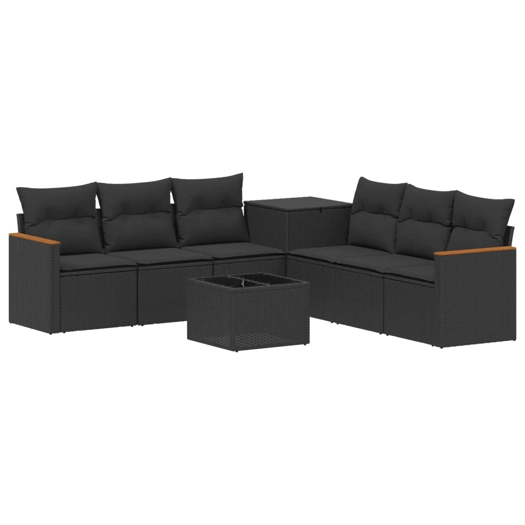 Set di divani 8 pz Nero Rattan sintetico e Acciaio 3448530