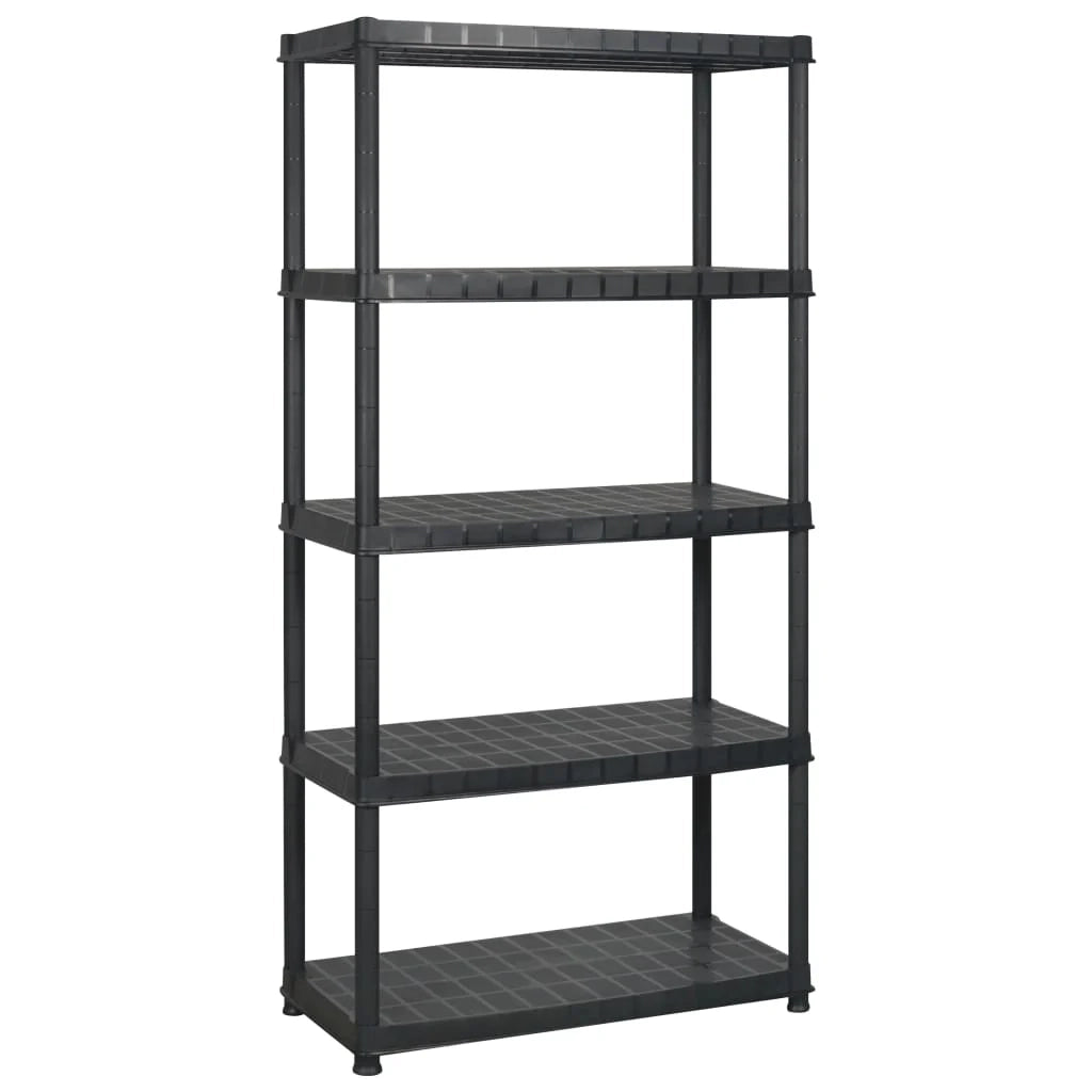 Scaffale portaoggetti a 5 ripiani 183 x 45,7 x 185 cm Plastica nera 02_0045703