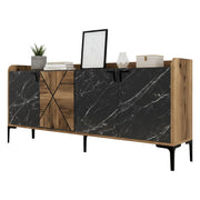 Madia Fay, Credenza 2 Ripiani, 180x35x79h cm Marrone Noce