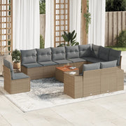 Set Divani da Giardino 11 pz con Cuscini Beige in Polyrattan 3257830