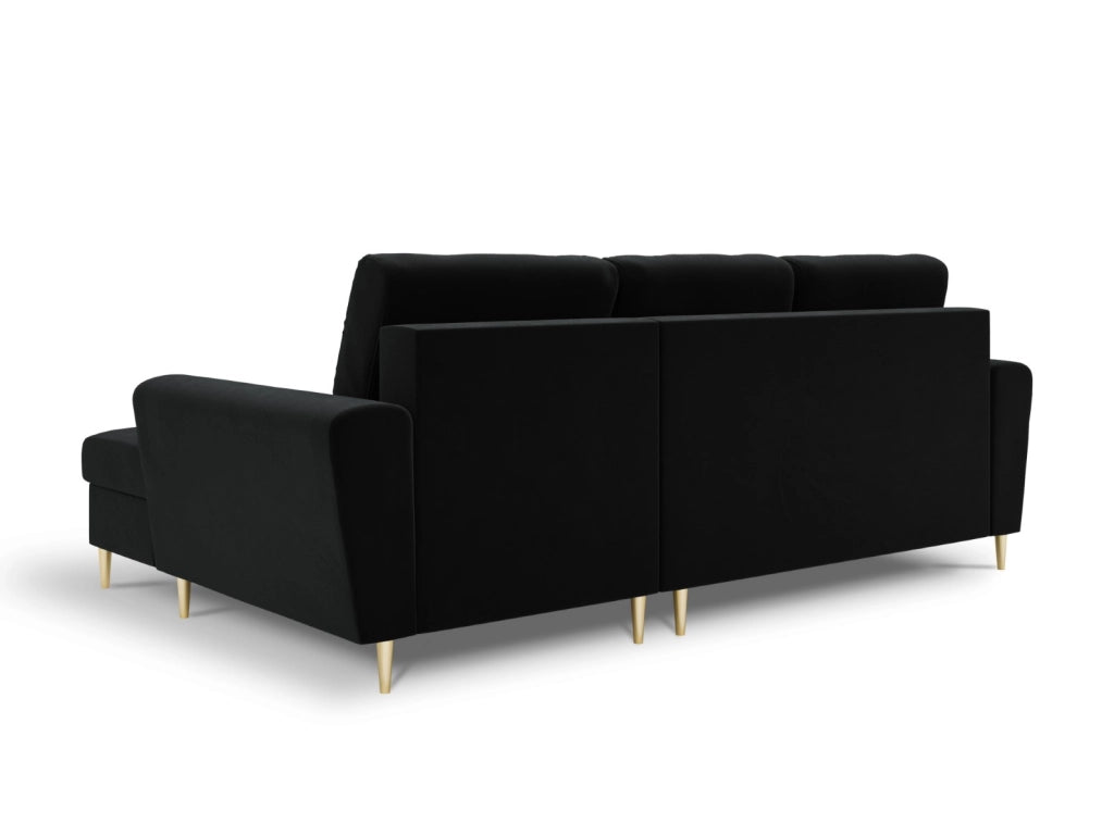 Cosmopolitan Design - Divano convertibile angolare destro con contenitore "Kyoto" 4 posti in velluto nero 