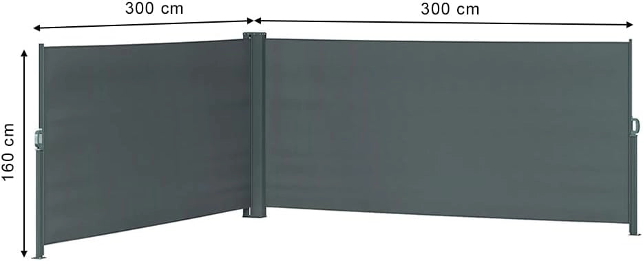 OK-Living Tenda laterale, Antracite, 300 x 160 cm, per un montaggio flessibile utilizzabile come protezione da sole e vento