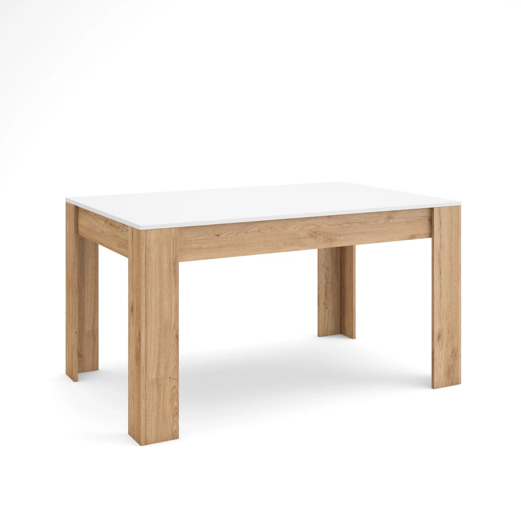 Tavolo da Pranzo, 140x90x76cm, Per 6 persone, Tavolo Cucina, Bianco e colore Rovere RF3649