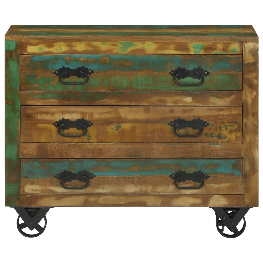 Mobile Portalettere con 3 Cassetti 80x30x65 cm Legno Massello Recuperato