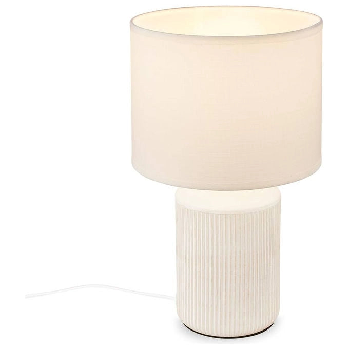 Briloner BT10037 CERAMIC FABRIC Lampada da tavolo base ceramica paralume tessuto attacco E14 stile moderno colore Bianco
