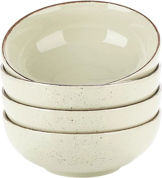 Set di piatti da colazione e pranzo in beige da 4 pezzi per zuppe, pasta, dessert, frutta e noodles - 800 ml (17 x 17 x 6,5 cm) Set di piatti da tavola