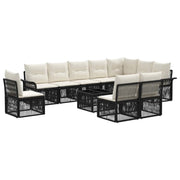 Set Divano da Giardino 11 pcs Nero polyrattan