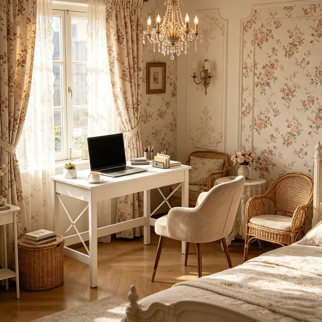 Scrivania moderna con piano ampio e struttura laterale rinforzata a X, per ufficio e studio, bianco, 105 × 50 × 76 cm