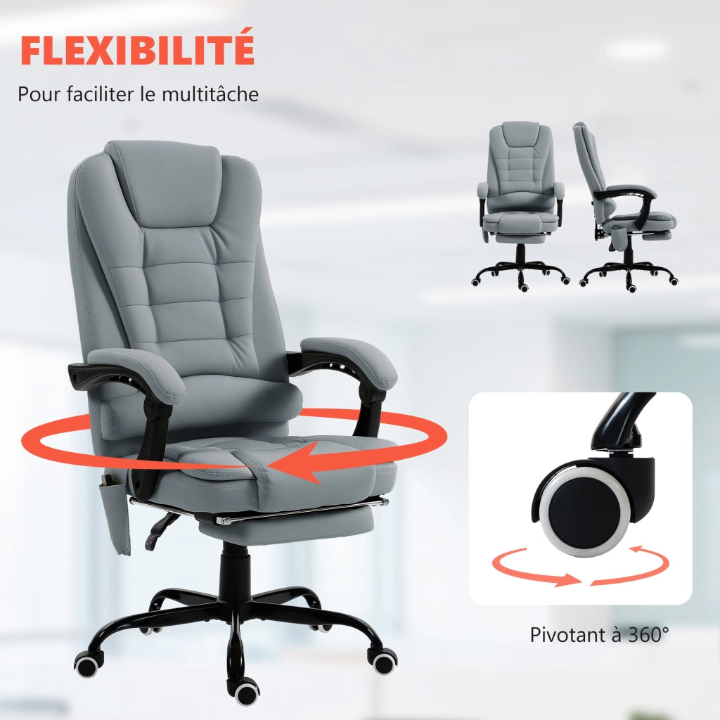 Sedia da ufficio massaggiante ¨C zephmum ¨C regolabile reclinabile grigio