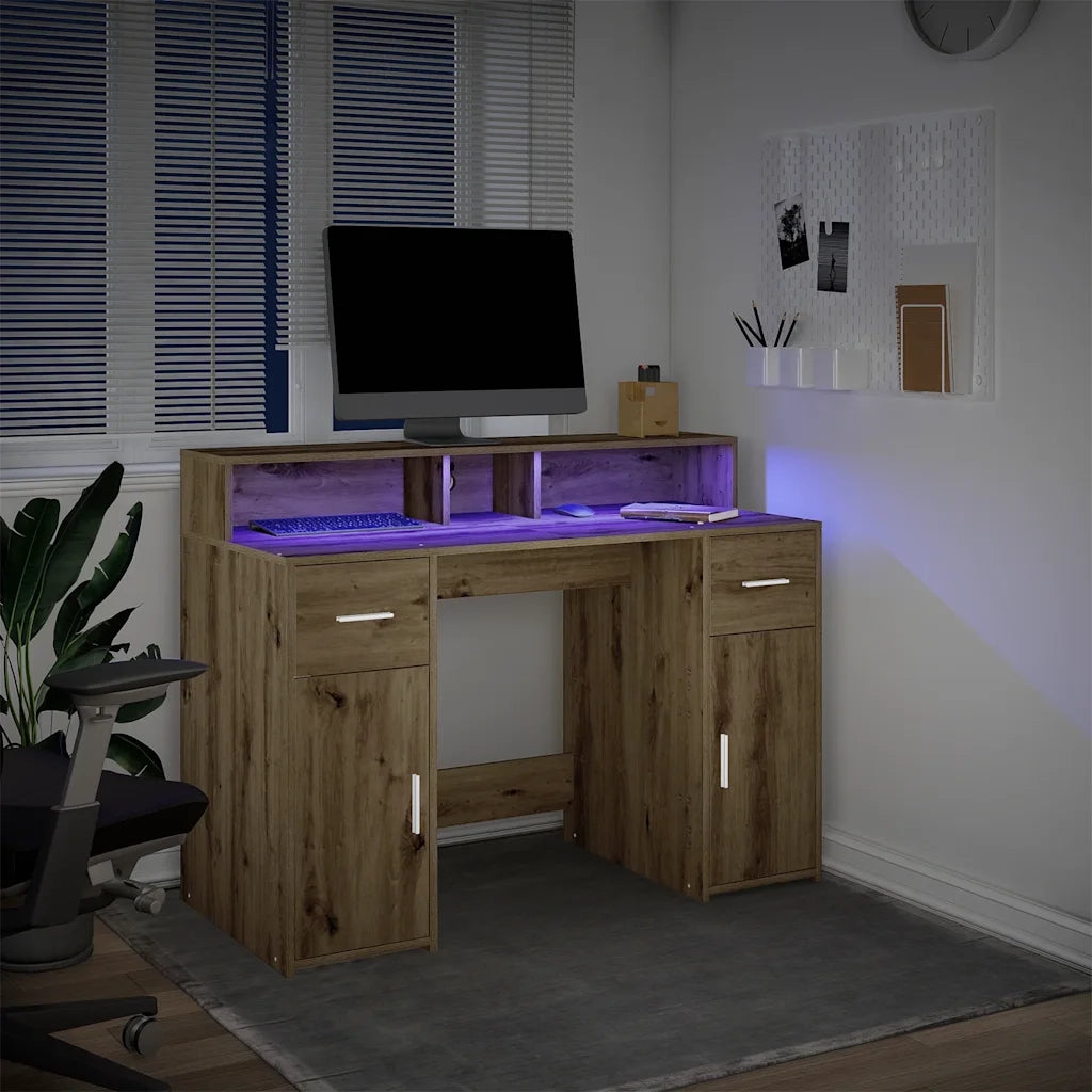 Scrivania con Luci LED Rovere 120x55x91 cm in Legno Multistrato 3309419