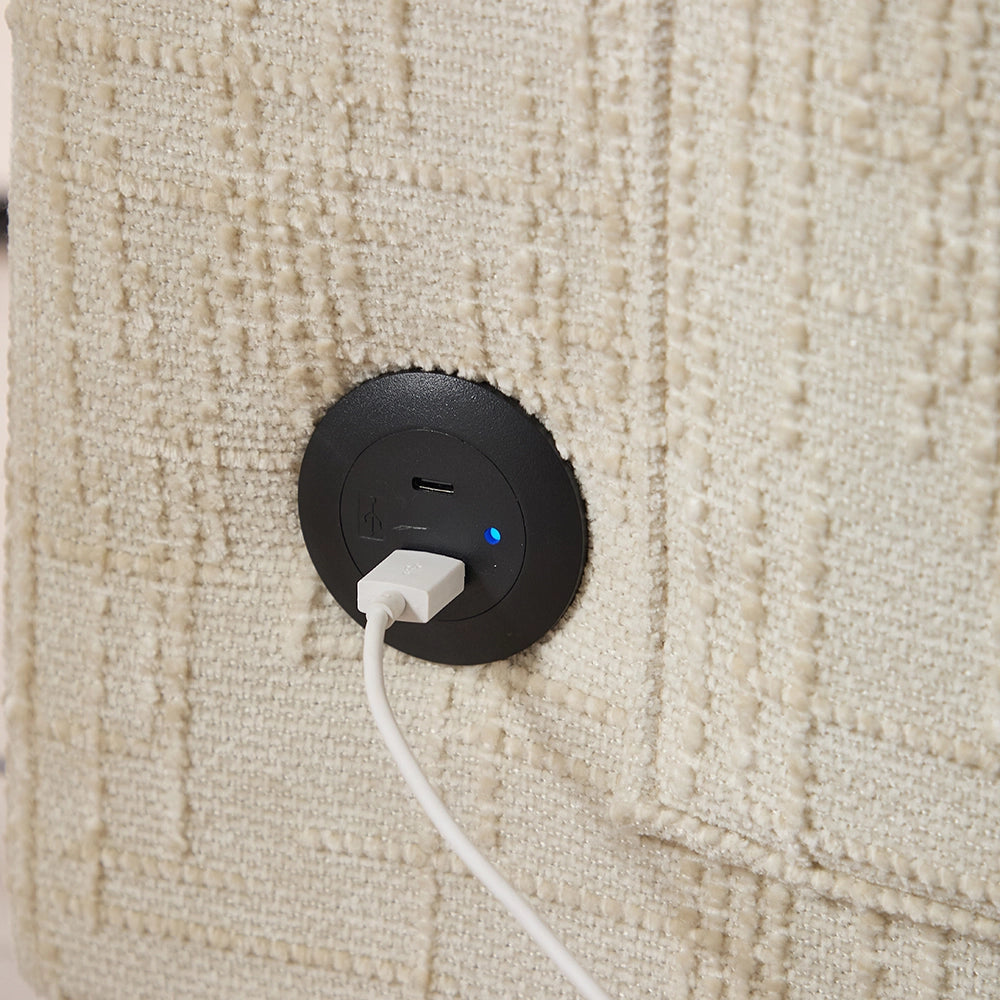 Divano moderno - Xylo - 2 posti in chenille con LED, USB e sacchetto portaoggetti integrati
