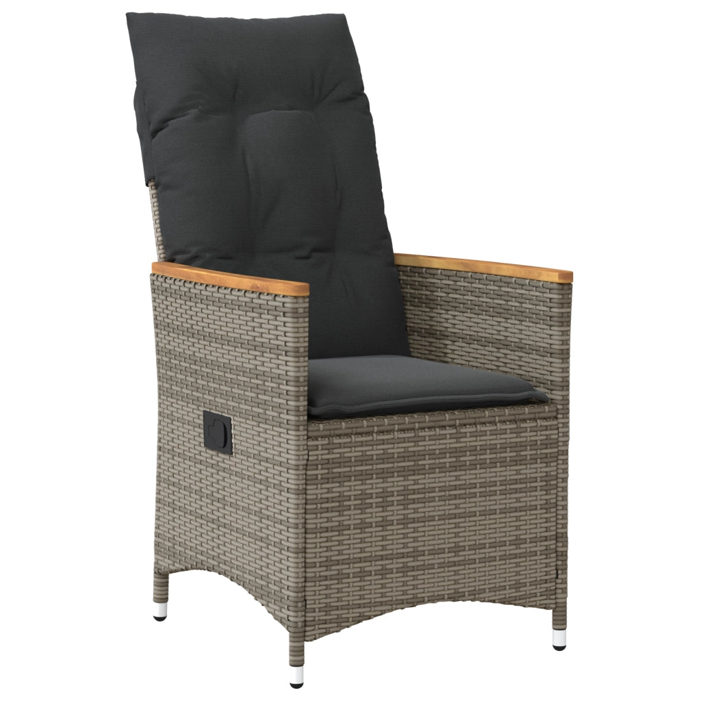 Set di Mobili da Giardino da 5 Pezzi con Cuscini in Rattan Grigio
