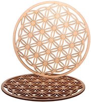 Sostegni per Tazze in Legno - Set di Sostegni in Vetro da 2 10x10cm per Bevande e Caffè-Tè - Sostegni per Tazze