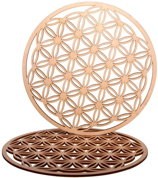 Sostegni per Tazze in Legno - Set di Sostegni in Vetro da 2 10x10cm per Bevande e Caffè-Tè - Sostegni per Tazze