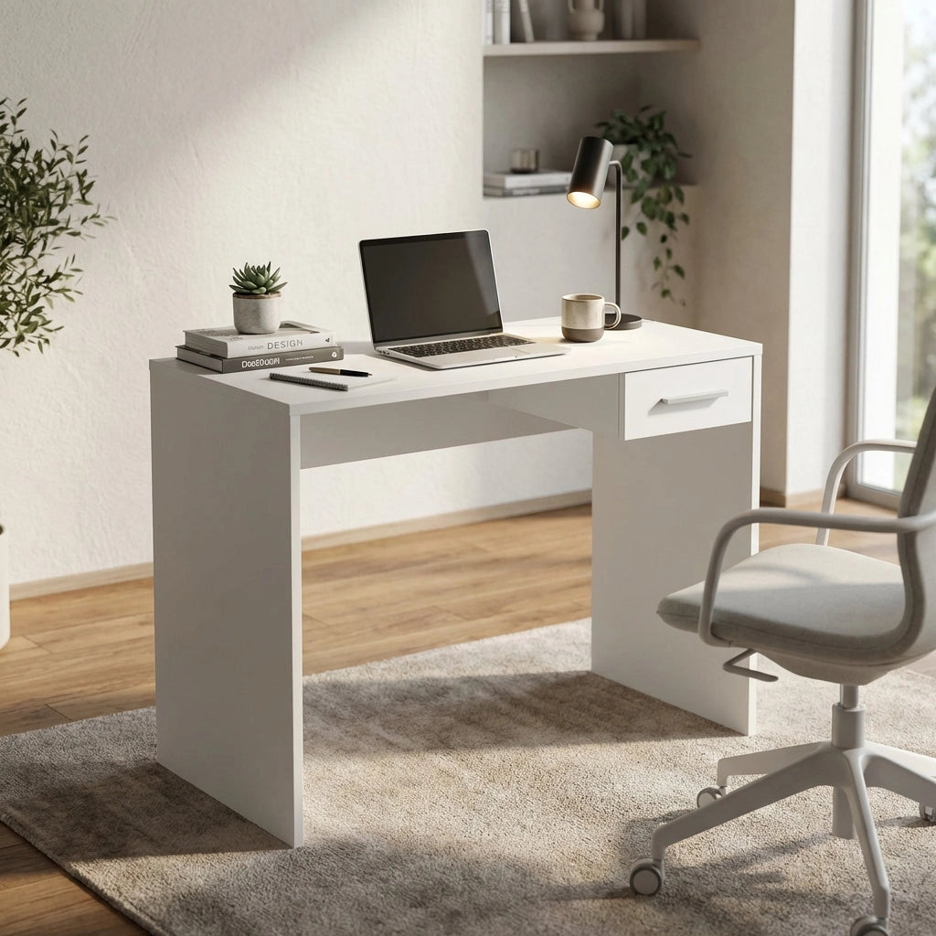 Scrivania Moderna con cassetto in Legno Composito cm 90x74x45 - KELVIN