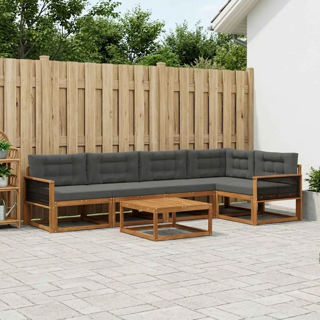 Set di divani da esterno con cuscino 6 pcs Naturale e Antracite 3382585