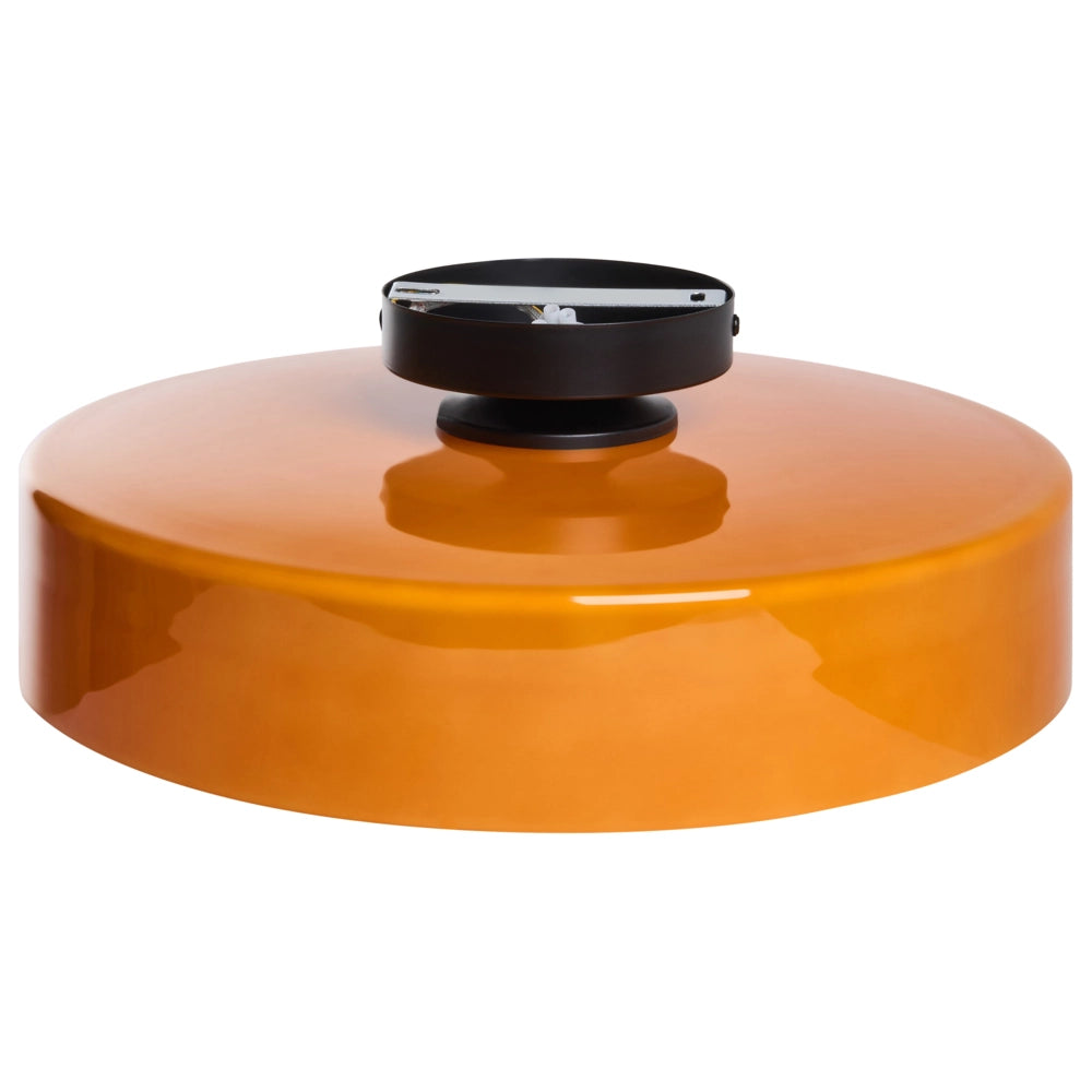 Lampada da soffitto con paralume in vetro arancione, modello a incasso, ideale per soffitti bassi