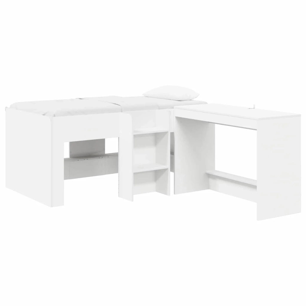 Letto alto per Bambini | Letto Infantile | Lettino con scrivania Bianco 80 x 160 cm