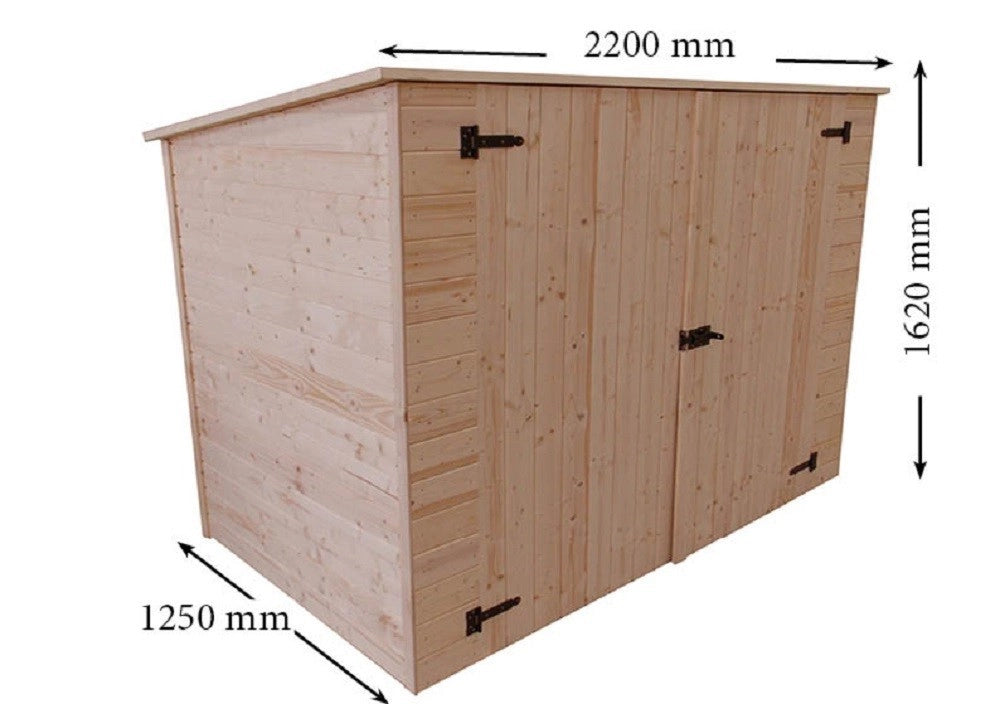 CASETTA FORESTA MOD. EDEN IN LEGNO MASSELLO A PANNELLI PER BICICLETTE 200X120 CON  PAVIMENTO