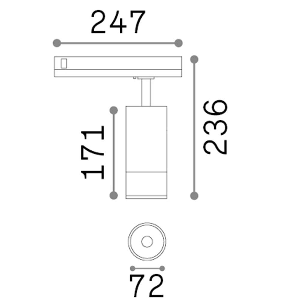 Proiettore Cilindrico Dali Eos Alluminio-Plastiche Nero Led 25W 3000K Luce Calda