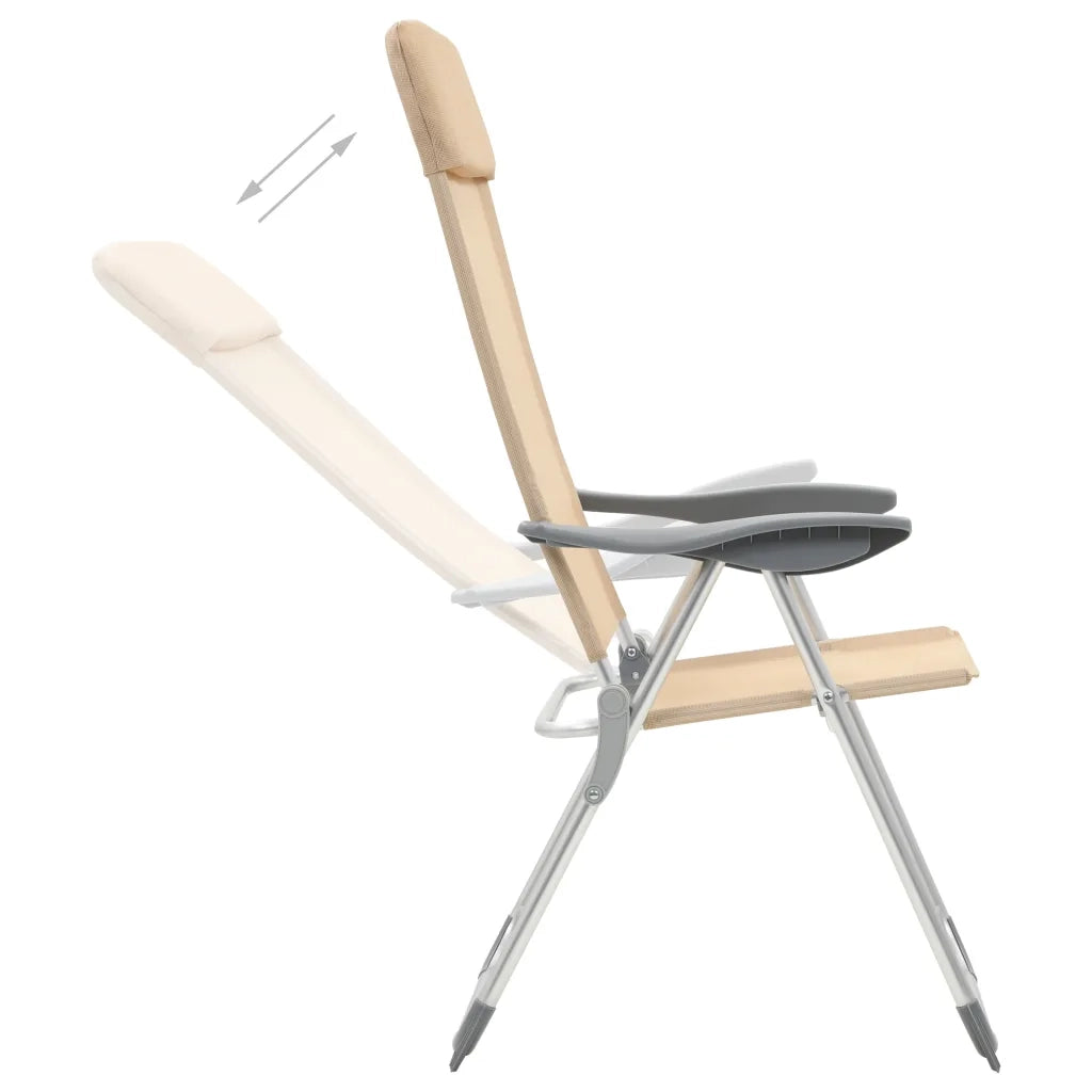 Sedie Pieghevoli da Campeggio 4 pz in Alluminio Crema CFW3275765