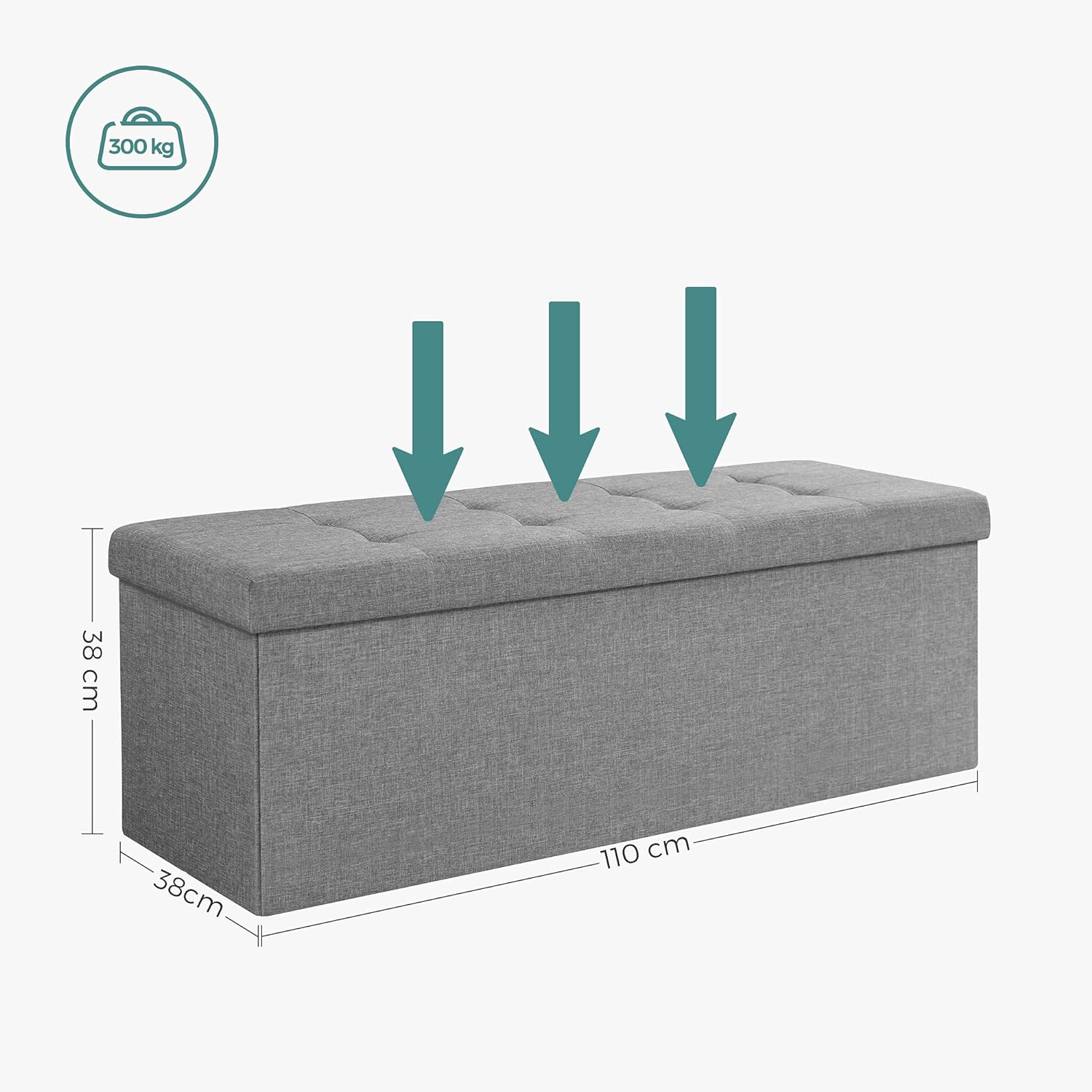 Pouf contenitore Valora PUFA in MDF grigio chiaro per camera da letto