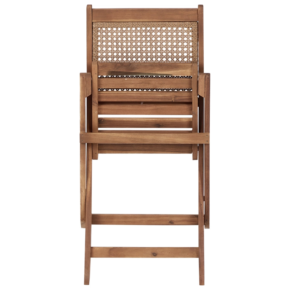 Set di 4 sedie da giardino per esterni in legno d'acacia chiaro pieghevoli stile rustico