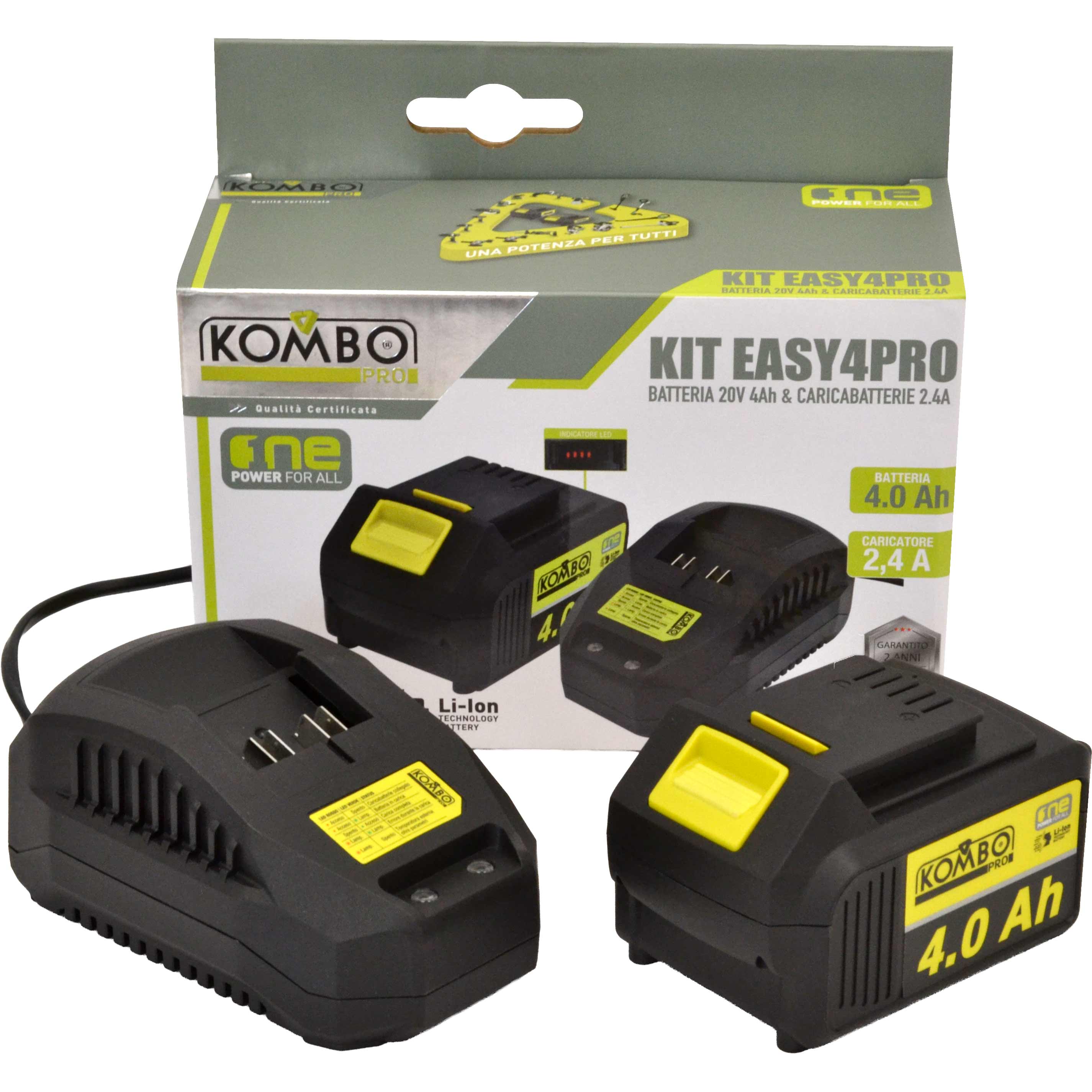 KIT EASY2PRO – Batteria al Litio 4.0Ah + Caricabatteria 2,4A