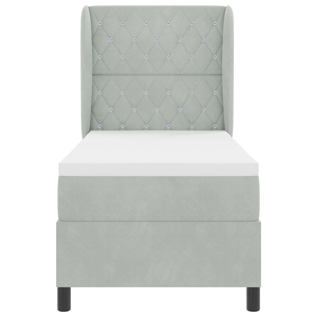 Letto con Box Spring e Materasso Grigio Chiaro 80x200 cm Velluto