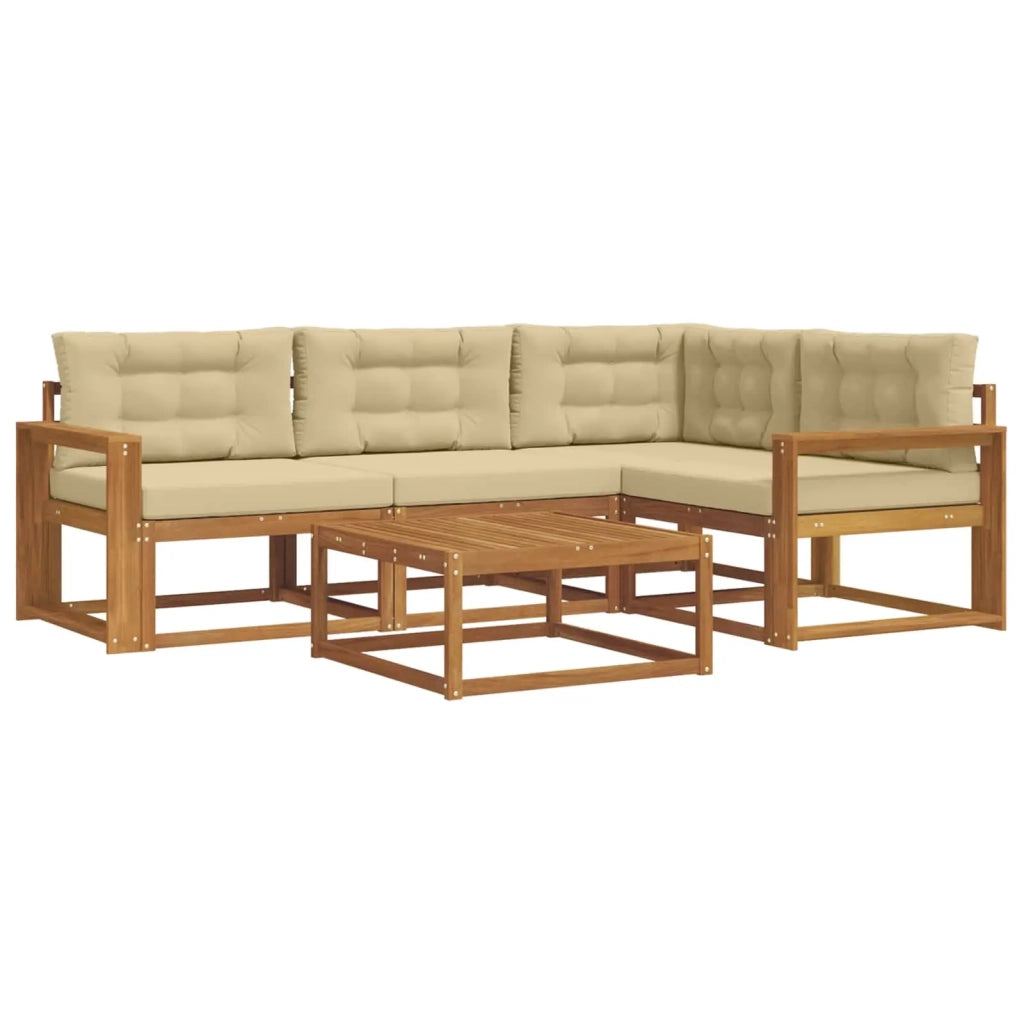 Set di divani da esterno con cuscino 5 pcs Naturale e Beige 3367551