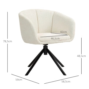 POLTRONA girevole 58,5x59x78,5 cm in poliestere bianco crema