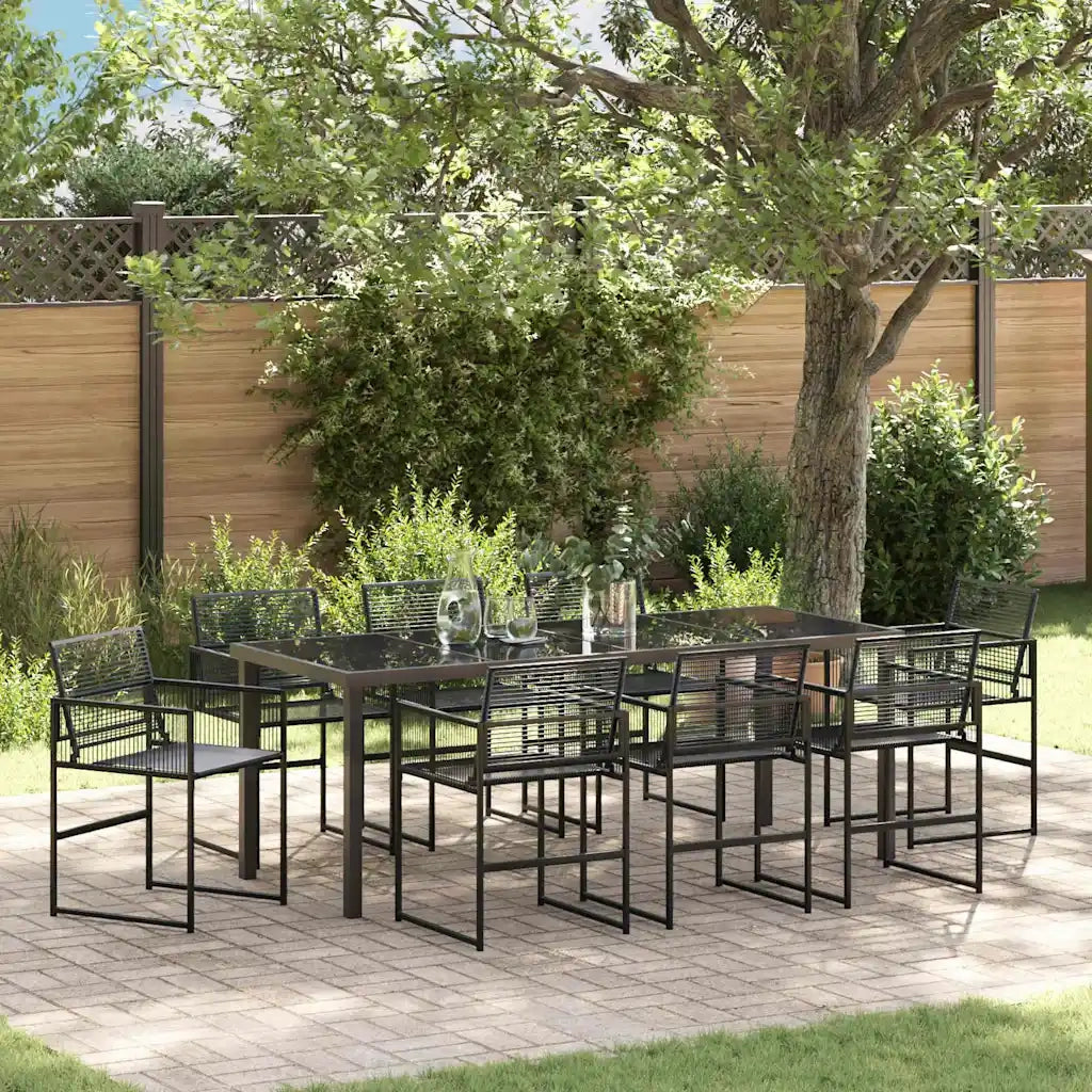 Set da Pranzo per Giardino 9 pcs Nero 3379329